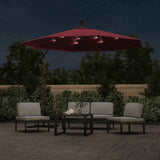 Cantilever Garden Parasol with LED Lights and Steel Pole Wine Red 313780