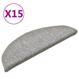 ZNTS Carpet Stair Treads 15 pcs Light Grey 56x17x3 cm 322370