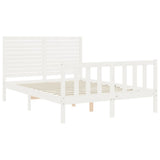 Bed Frame without Mattress White Double Solid Wood Pine 3193182