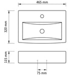 Ceramic Bathroom Sink Basin Faucet/Overflow Hole White Rectangular 141932