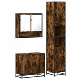 3 Piece Bathroom Furniture Set Smoked Oak Engineered Wood 3301097