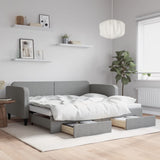 Daybed with Trundle&Drawers without Mattress Light Grey 90x190 cm Single 3196889