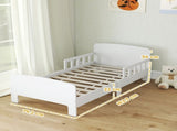 Toddler Bed, Kids Bed Frame with Safety Side Rails, Kids Bedroom Furniture for Ages 3-8 Years, White T3398P422140