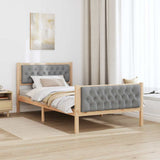 Bed Frame Light Grey 100 x 200 cm Solid Pine Wood 878419