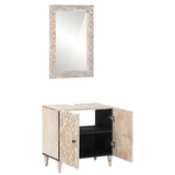 Bathroom Furniture Set with Door 2 pcs White Solid Mango Wood 3310114