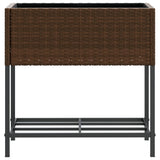 Garden Planter with Shelf Brown Poly Rattan 366388