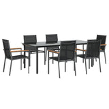 7 Piece Garden Dining Set Black Textilene and Steel 3187047