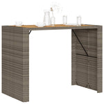 ZNTS Garden Bar Table with Acacia Wood Top Grey 145x80x110 cm Poly Rattan 368699