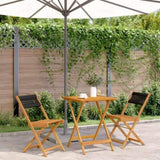 Bistro Set Black Solid acacia wood, Polypropylene Medium Foldable 3281757