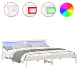 Bed Frame with Headboard White 180 x 200 cm Solid Pine Wood 872810