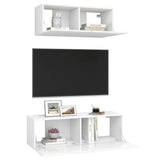 2 Piece TV Cabinet Set White Engineered Wood 3078702
