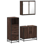 ZNTS 3 Piece Bathroom Furniture Set Brown Oak Engineered Wood 3301009