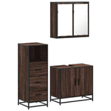 ZNTS 3 Piece Bathroom Furniture Set Brown Oak Engineered Wood 3301009