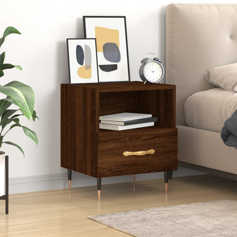 ZNTS Bedside Cabinet Brown Oak 40x35x47.5 cm Engineered Wood 827402