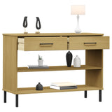 Console Cabinet with Metal Legs Brown Solid Wood Pine OSLO 351003