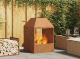 Fire Pit Brown 50 x 50 x 100 cm Weathering Steel 858989