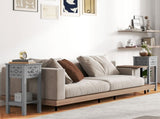 Set of Two Elegant Floral Cut-Out Side Tables - Grey T3398P344559