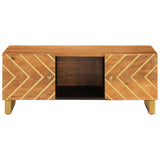 ZNTS Coffee Table Brown and Black 100x54x40 cm Solid Wood Mango 356795