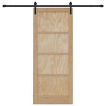 Sliding Door Manual Natural and black 83 x 202 cm 3333308
