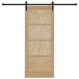 Sliding Door Manual Natural and black 83 x 202 cm 3333308