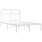 Bed Frame White Powder-Coated Steel Double Bed Frame 352625