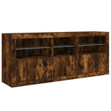 Sideboard with LED Lights Smoked Oak 162x37x67 cm 3208999