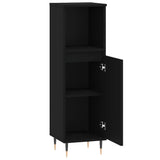 Bathroom Cabinet Black 30x30x100 cm Engineered Wood 831549