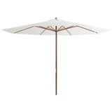 44527 Outdoor Parasol with Wooden Pole 350 cm Sand White