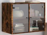Wall Cabinet with Glass Doors Smoked Oak 68x37x68.5 cm 836494