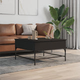 ZNTS Coffee Table Black 80x80x45 cm Engineered Wood and Metal 845401