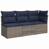 Garden Sofa with Cushion 8 pcs Grey and beige Poly rattan 366165