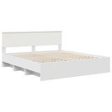 Bed Frame with Headboard White 200 x 200 cm Engineered Wood 3408816