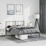 Metal Bed Frame without Mattress with Headboard Black 135x190cm 352479