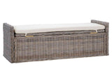 Storage Bench with Cushion Grey 110 x 40 x 50 cm Rattan 42011575
