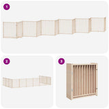 Dog Gate with Door Foldable 12 Panels 960 cm Poplar Wood 3155728