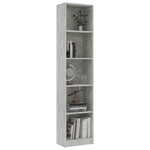 ZNTS 5-Tier Book Cabinet Concrete Grey 40x24x175 cm Engineered Wood 800850