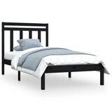 Bed Frame without Mattress Black 100x200 cm Solid Wood 3105244