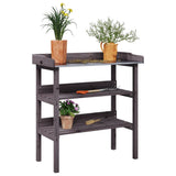 Plant Table with Shelves Grey 78x38x82.5 cm Solid Wood Fir 156354