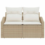 Garden Sofa with Cushion Beige 123 x 62 x 69cm Poly Rattan 42006786