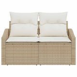 Garden Sofa with Cushion Beige 123 x 62 x 69cm Poly Rattan 42006786