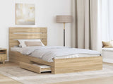 Bed Frame Sonoma Oak and Silver 75 x 190 cm Engineered Wood 3412029