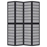 Room Divider 4 Panels Black Solid Wood Paulownia 358771