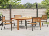 Garden Dining Set 5 pcs Black Solid Acacia Wood 3365517