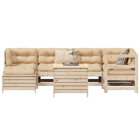 ZNTS 7 Piece Garden Sofa Set Solid Wood Pine 3250964