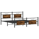 Metal Bed Frame without Mattress Smoked Oak 160x200 cm 3325092