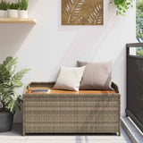 Storage Bench Grey 100x50x52 cm Poly Rattan and Acacia Wood 365950