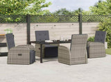 Garden Dining Set with Cushion 5 pcs Grey Poly Rattan 3379502