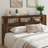 LED Headboard Smoked Oak 200 cm Engineered Wood 837369