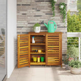 Garden Cabinet Natural 90 x 40 x 90cm Solid Acacia Wood 42001371