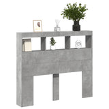 Headboard Cabinet with LED Concrete Grey 120x17x102 cm 839192